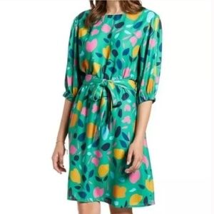 Halogen Floral Tie Waist Half Sleeve Dress